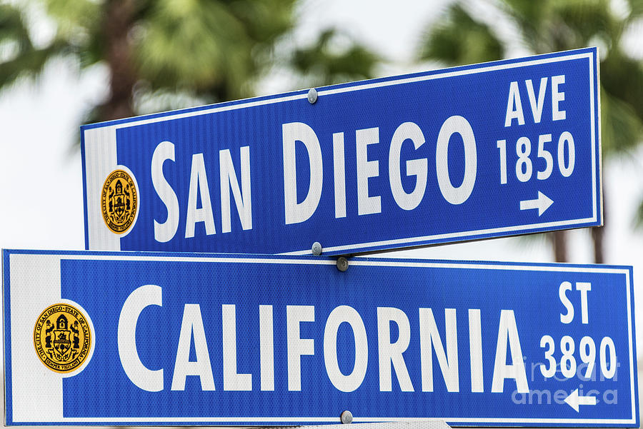 San Diego and California Street Sign Photograph by David Levin