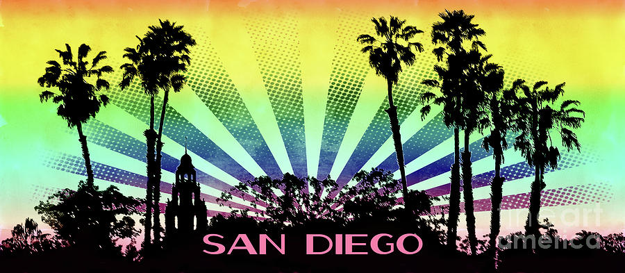 San Diego - Balboa Park Silhouette Digital Art by Gabriele Pomykaj
