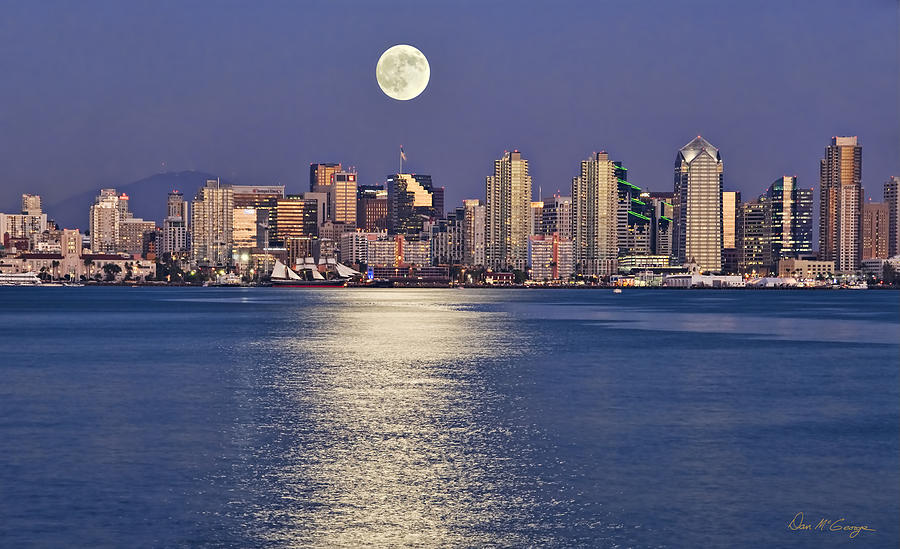 San Diego Blue Moon Photograph by Dan