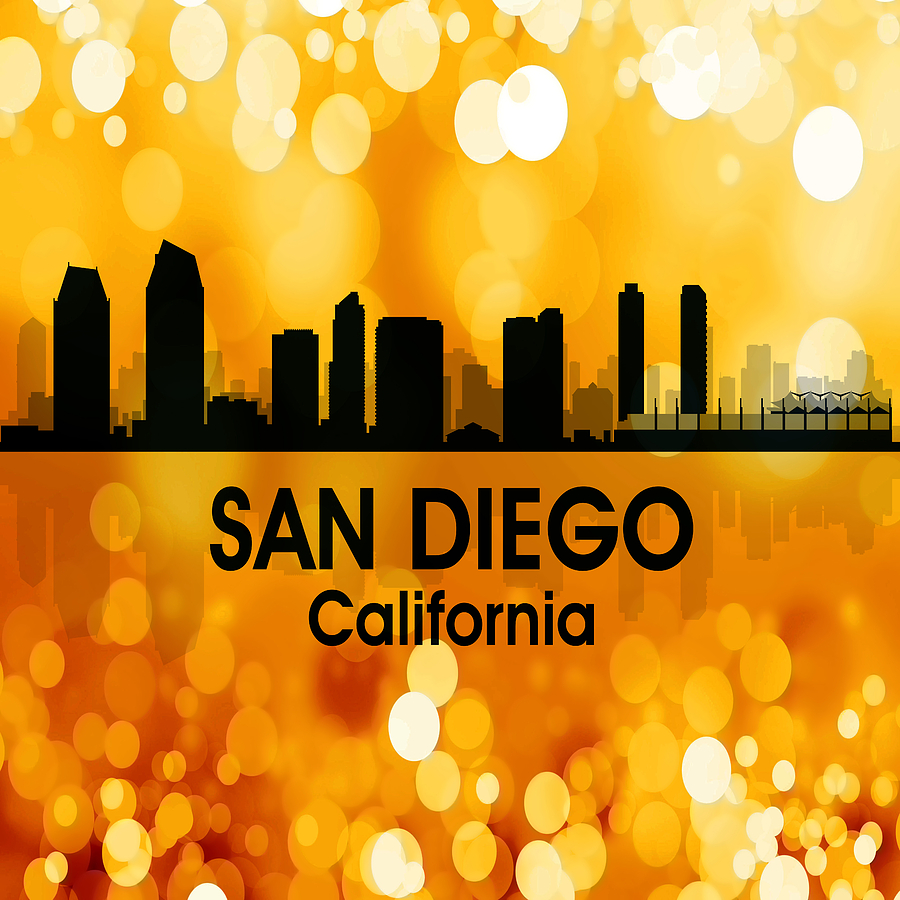 San Diego Digital Art - San Diego CA 3 Squared by Angelina Tamez