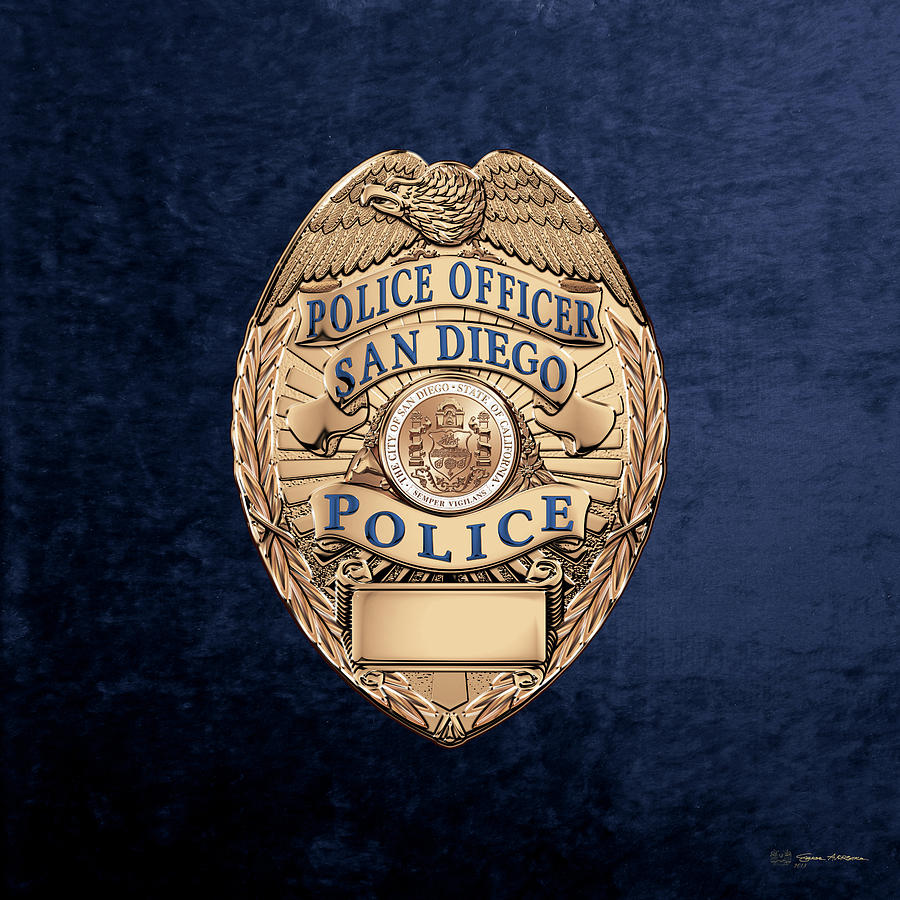 San Diego Police Department - S D P D Officer Badge over Blue Velvet