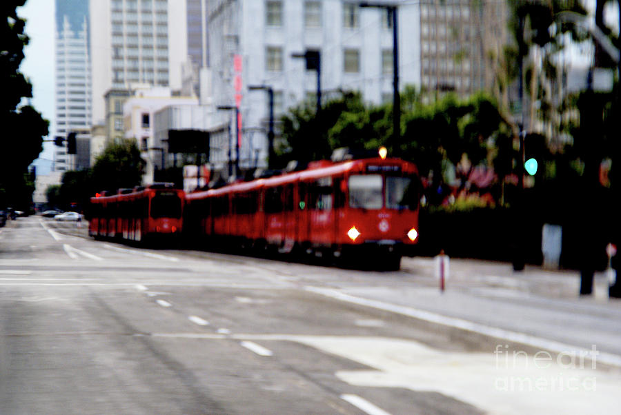 San Diego Red Trolley Photograph by Linda Shafer