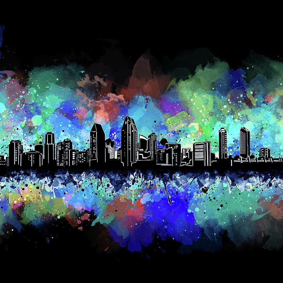 San Diego Skyline Artistic 4 Digital Art by Bekim M