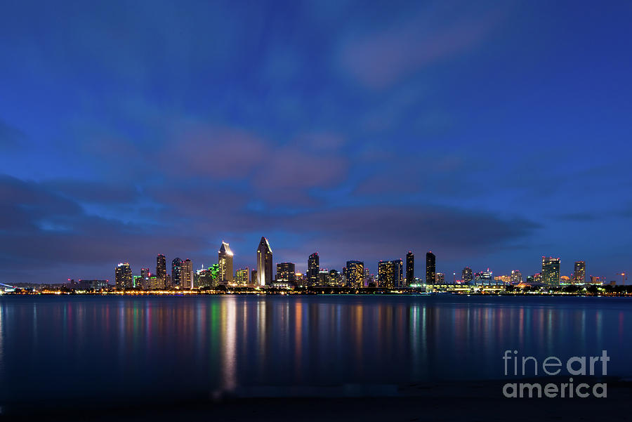 San Diego Skyline at Night Photograph by David Levin