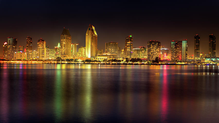San Diego Photograph - San Diego Skyline at Night by James O Thompson