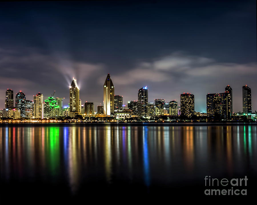 San Diego Skyline At Night Photograph by Ken Johnson