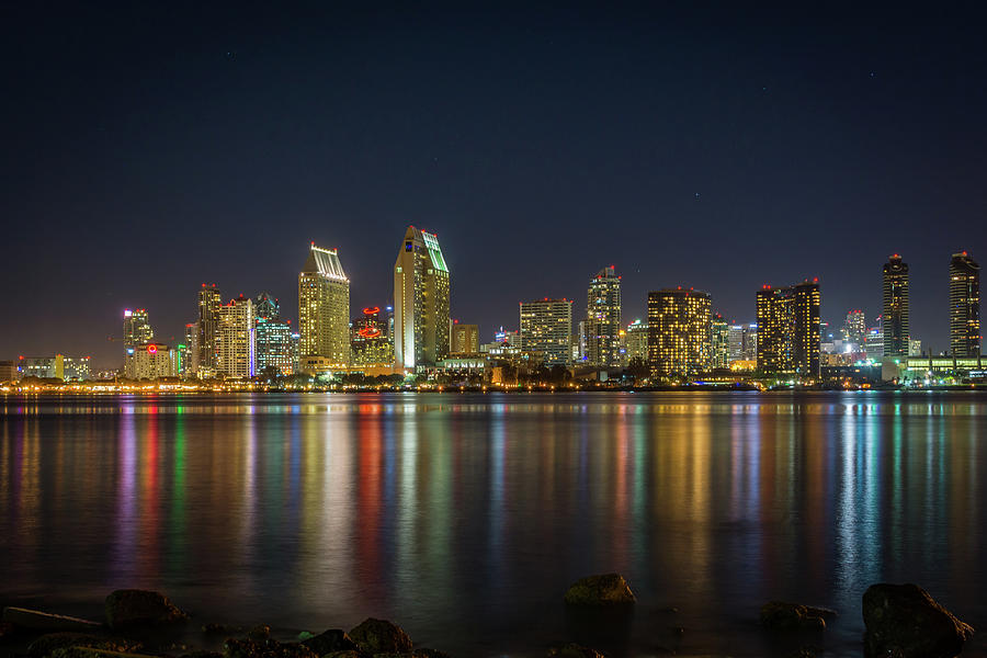 San DIego skyline at night Photograph by Linda Schafer - Fine Art America