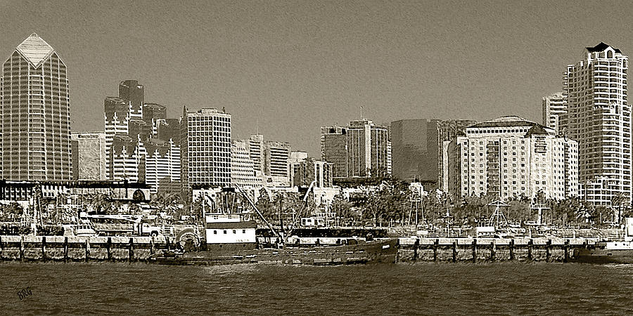 San Diego Skyline In Sepia Photograph by Ben and Raisa Gertsberg
