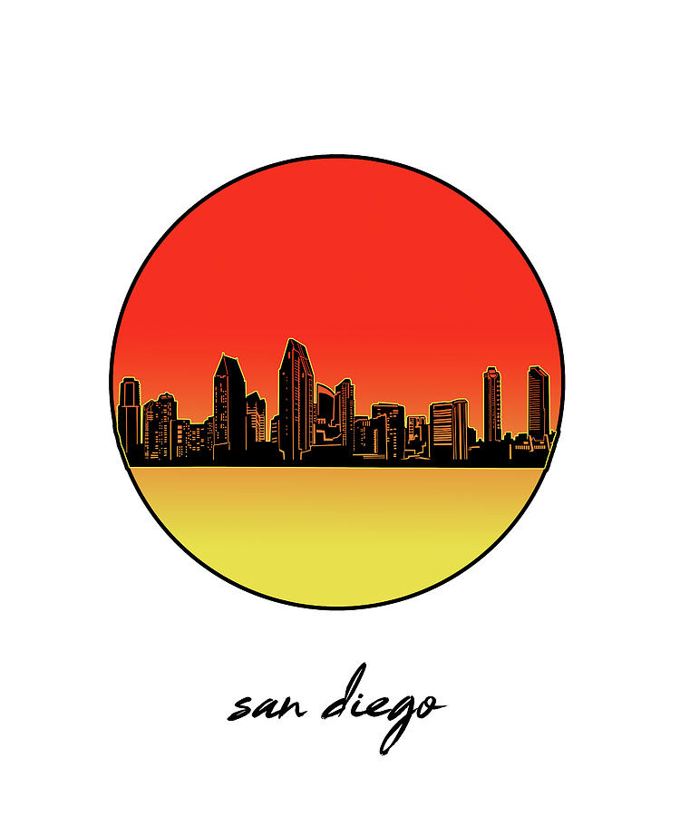 San Diego Skyline Minimalism 6 Digital Art by Bekim M