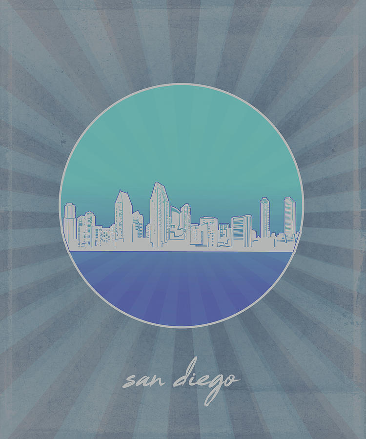 San Diego Skyline Minimalism 9 Digital Art by Bekim M