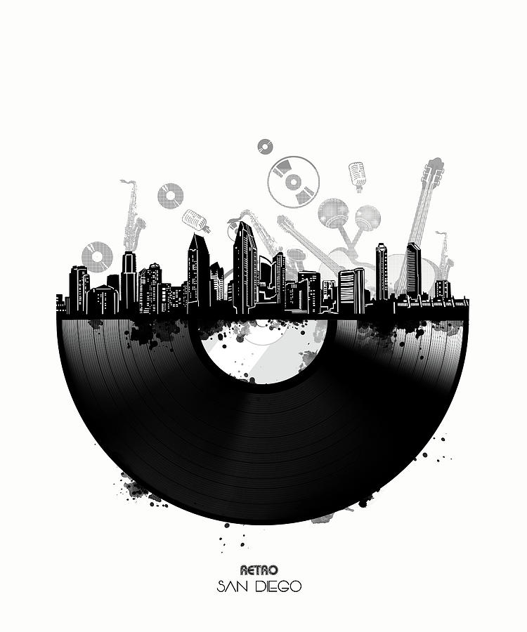 San Diego Skyline Vinyl Digital Art by Bekim M