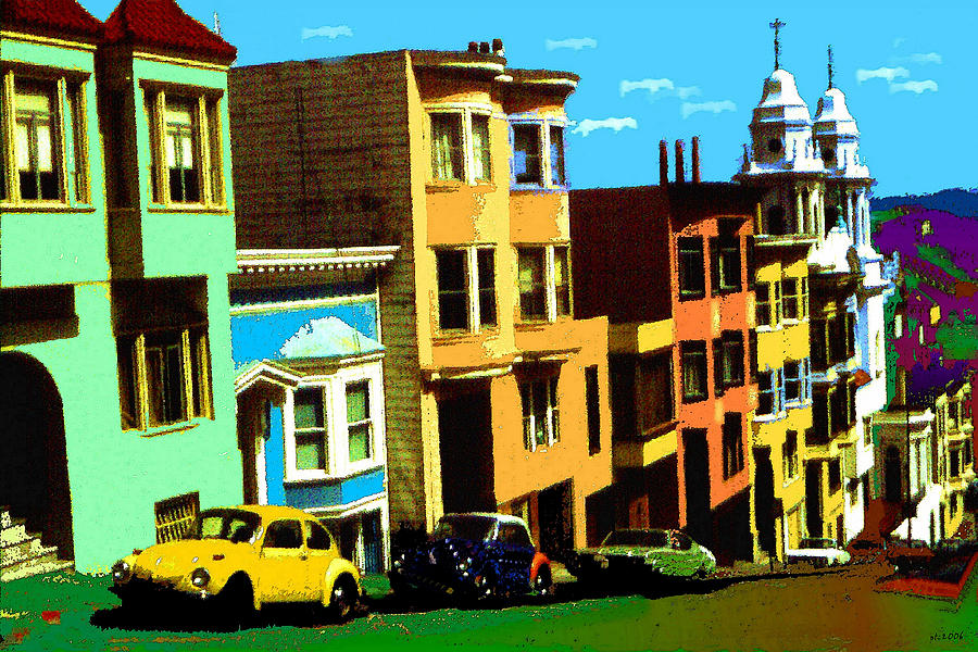 San Francisco Street in Pop Art Colors Painting by Peter Potter