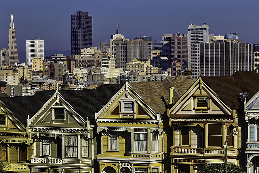 San Francisco And Victorian Houses Photograph by Garry Gay