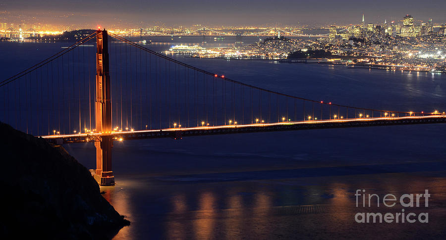 San Francisco At Night Photograph by Bob Christopher - Fine Art America