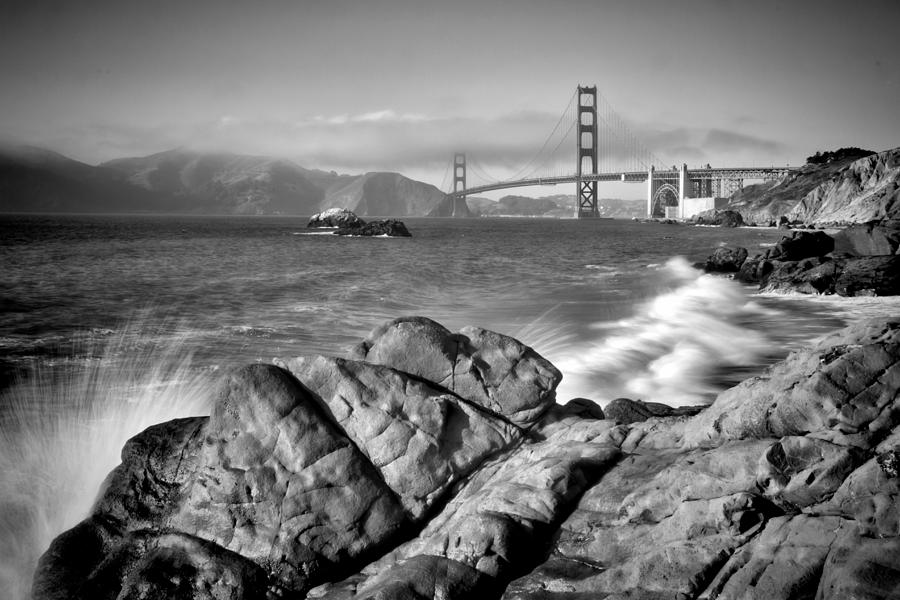 San Francisco Photograph - SAN FRANCISCO Baker Beach Monochrome by Melanie Viola