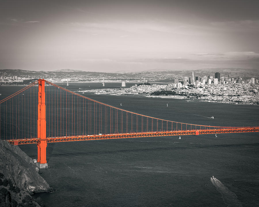 San Francisco Bay And Golden Gate Bridge In Selective Color Photograph