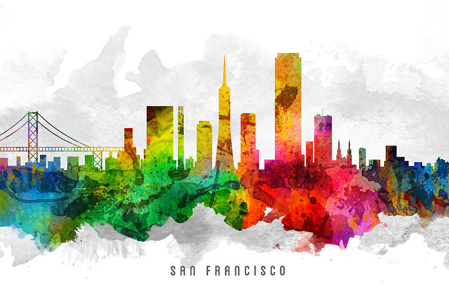 San Francisco Painting - San Francisco California Cityscape 12 by Aged Pixel