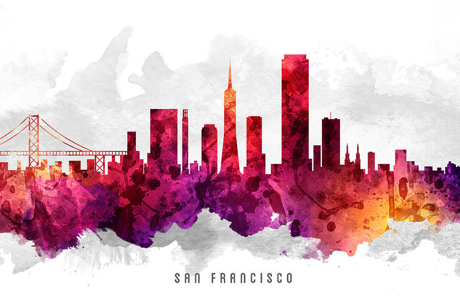 San Francisco Painting - San Francisco California Cityscape 14 by Aged Pixel
