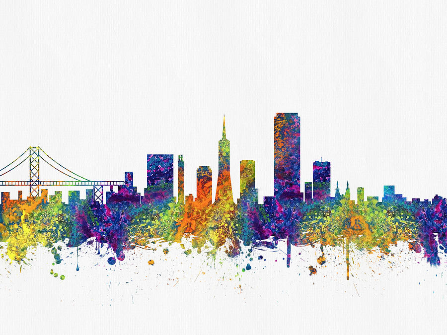 San Francisco Digital Art - San Francisco California Skyline Color03 by Aged Pixel