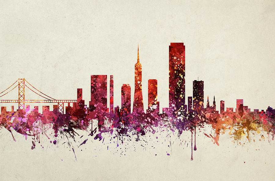 San Francisco Drawing - San Francisco Cityscape 09 by Aged Pixel