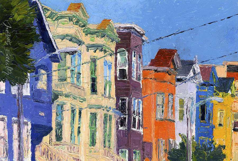 San Francisco Colorful Buildings Painting by Judith Barath