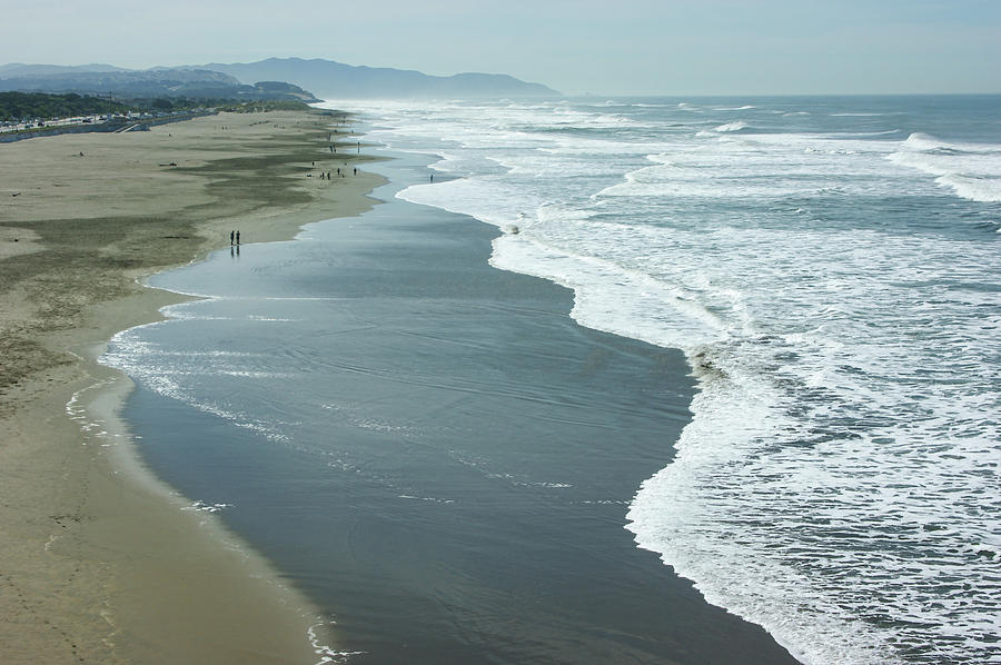 San Francisco Fog - Ocean Beach Layers Textures and Forms Digital Art by Georgia Mizuleva