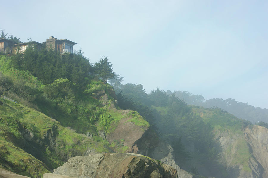 San Francisco Fog - Perfectly Perched House at China Beach Painting by Georgia Mizuleva