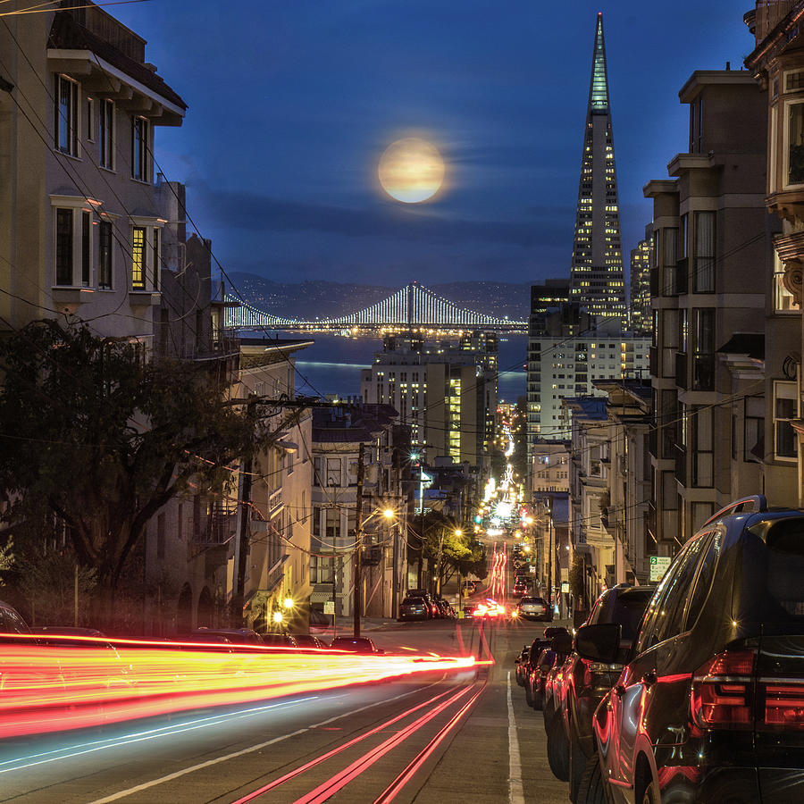 San Francisco Photograph - San Francisco Full Moon by Simmons Tobias