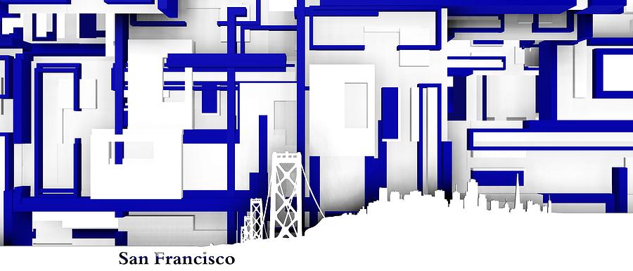 City Digital Art - San Francisco geometric skyline 3 by Alberto RuiZ