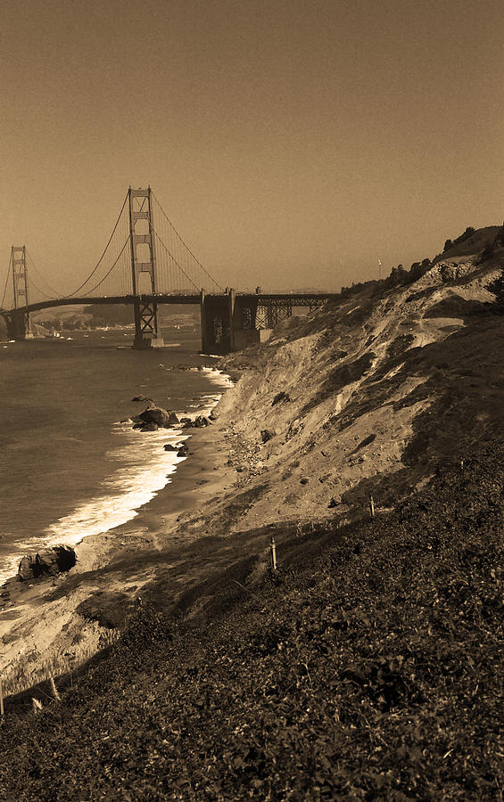 San Francisco - Golden Gate Bridge Sepia Photograph by Frank Romeo
