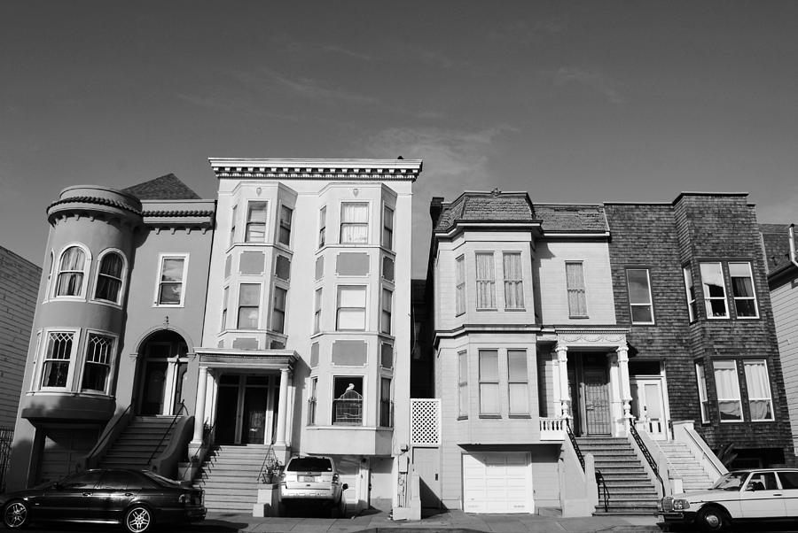 City Photograph - San Francisco Houses - Black and White by Matt Quest