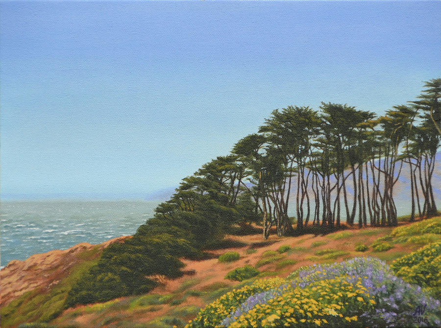 San Francisco Lands End in May Painting by Alex Vishnevsky