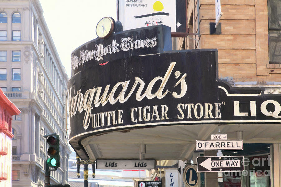 San Francisco Marquards Little Cigar Store on Powell and OFarrell Streets 5D17954 Painterly Photograph by San Francisco