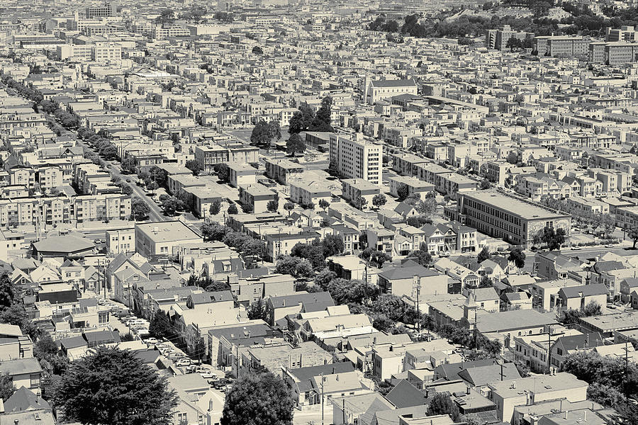 San Francisco Mission District Cityscape View from Bernal Heights Park ...