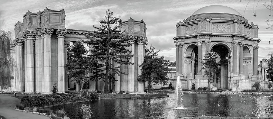 San Francisco Palace of Fine Arts Panorama - Black and White Photograph by Gregory Ballos