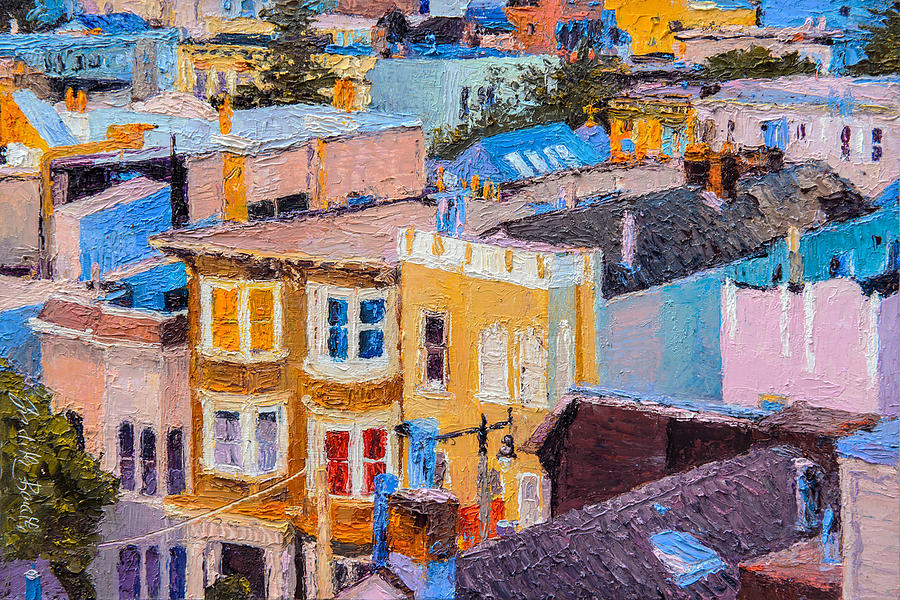 San Francisco Rooftops Painting by Judith Barath