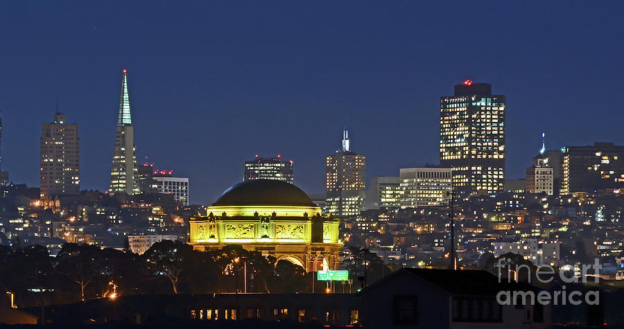 San Francisco Skyline at Night - Palace of Fine Arts Photograph by Carlos Alkmin