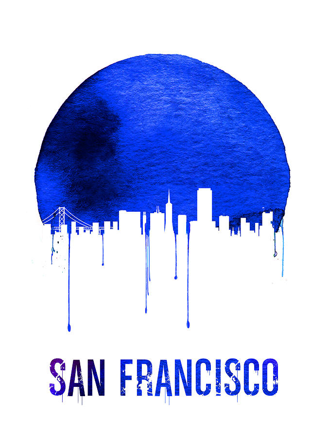 San Francisco Painting - San Francisco Skyline Blue by Naxart Studio