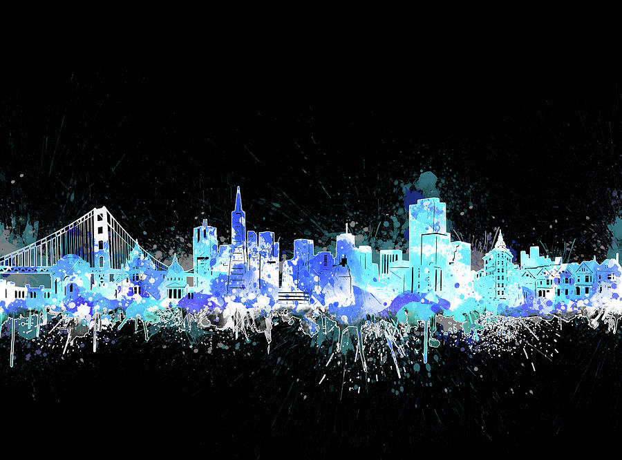San Francisco Skyline Color Splatter 2 Digital Art by Bekim M