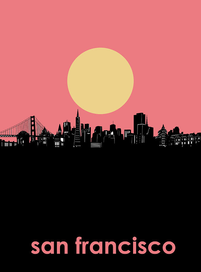 San Francisco Skyline Minimalism 2 Digital Art by Bekim M