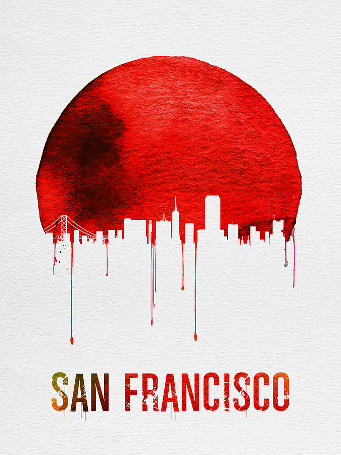 San Francisco Painting - San Francisco Skyline Red by Naxart Studio