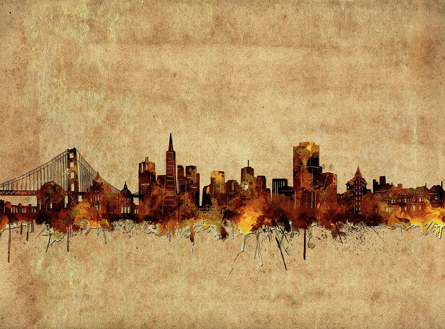 San Francisco Skyline Vintage 2 Digital Art by Bekim M