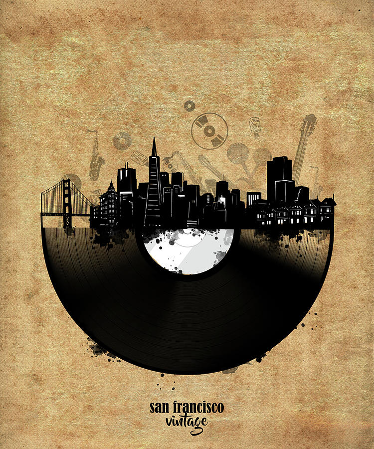 San Francisco Skyline Vinyl 4 Digital Art by Bekim M