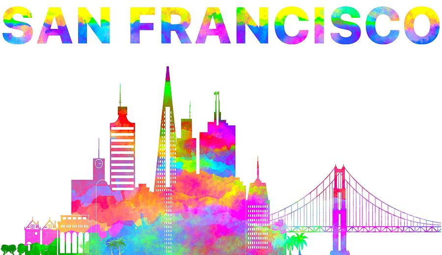 San Francisco Skyline Watercolor Digital Art by David Millenheft