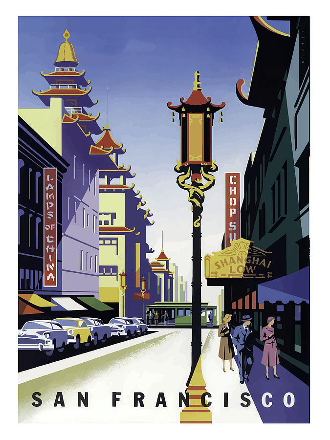Vintage Painting - San Francisco streets by Long Shot