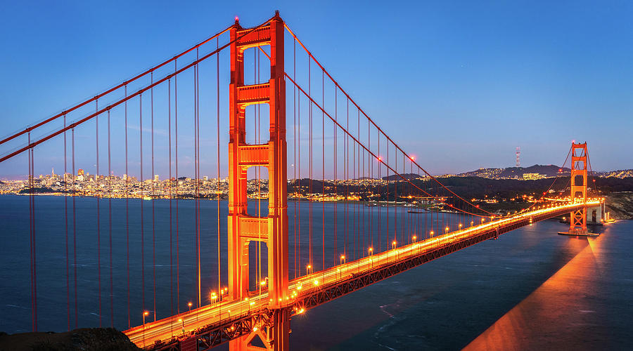 San Francisco Through The Golden Gate Bridge at Dusk Photograph by James Udall