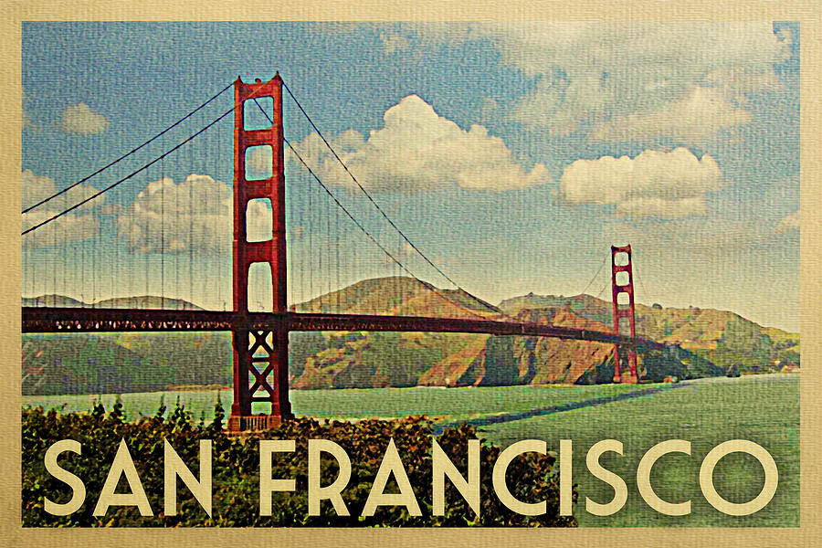 - Digital Golden - Flo Gate Art America Fine Francisco Travel Art Karp Poster by San