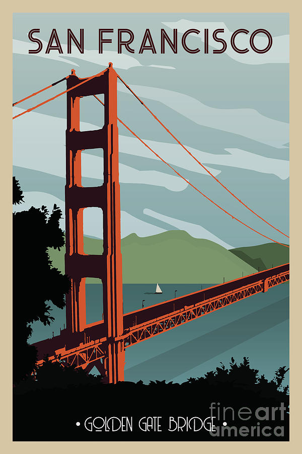 Poster Art Sipple Art Francisco Travel - Fine Hailey San America by Digital