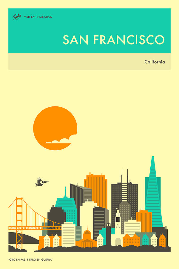 San Francisco Digital Art - San Francisco Travel Poster by Jazzberry Blue