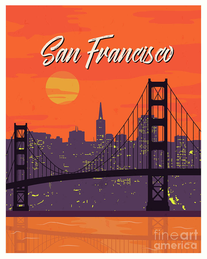 San Francisco vintage poster travel Painting by Pablo Romero